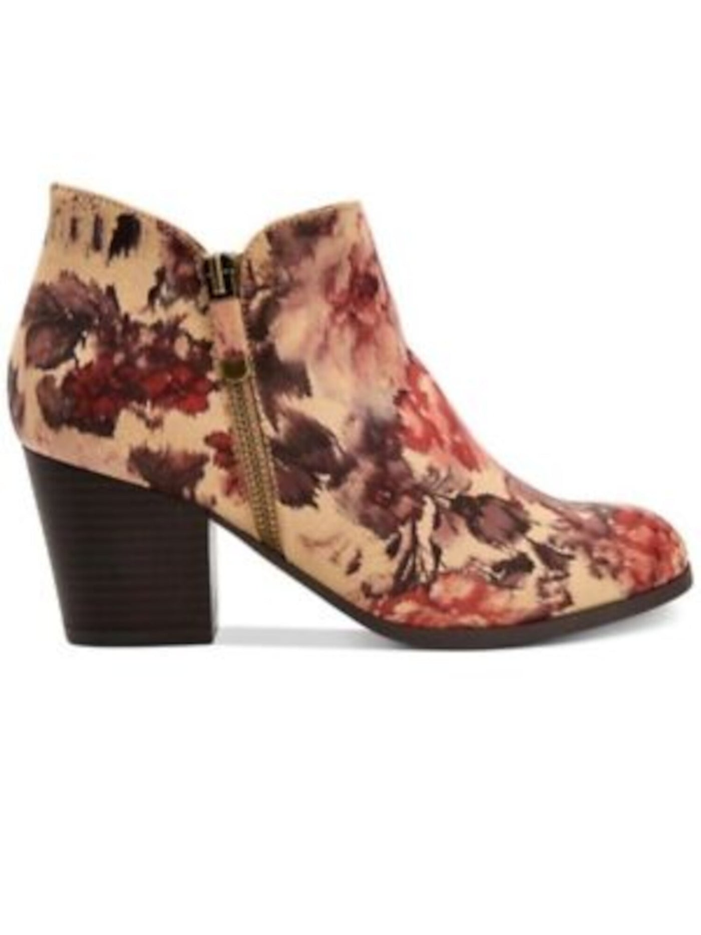 STYLE & COMPANY Womens Beige Floral Zipper Accent Cushioned Masrinaa Almond Toe Block Heel Zip-Up Booties 6.5 M