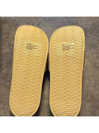 LONDON FOG Womens Yellow Logo Mixed Media Molded Footbed Buckle Accent Skyden Round Toe Slip On Slide Sandals Shoes 7 M