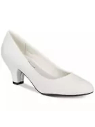EASY STREET Womens White Cushioned Fabulous Round Toe Block Heel Slip On Pumps Shoes 7 M