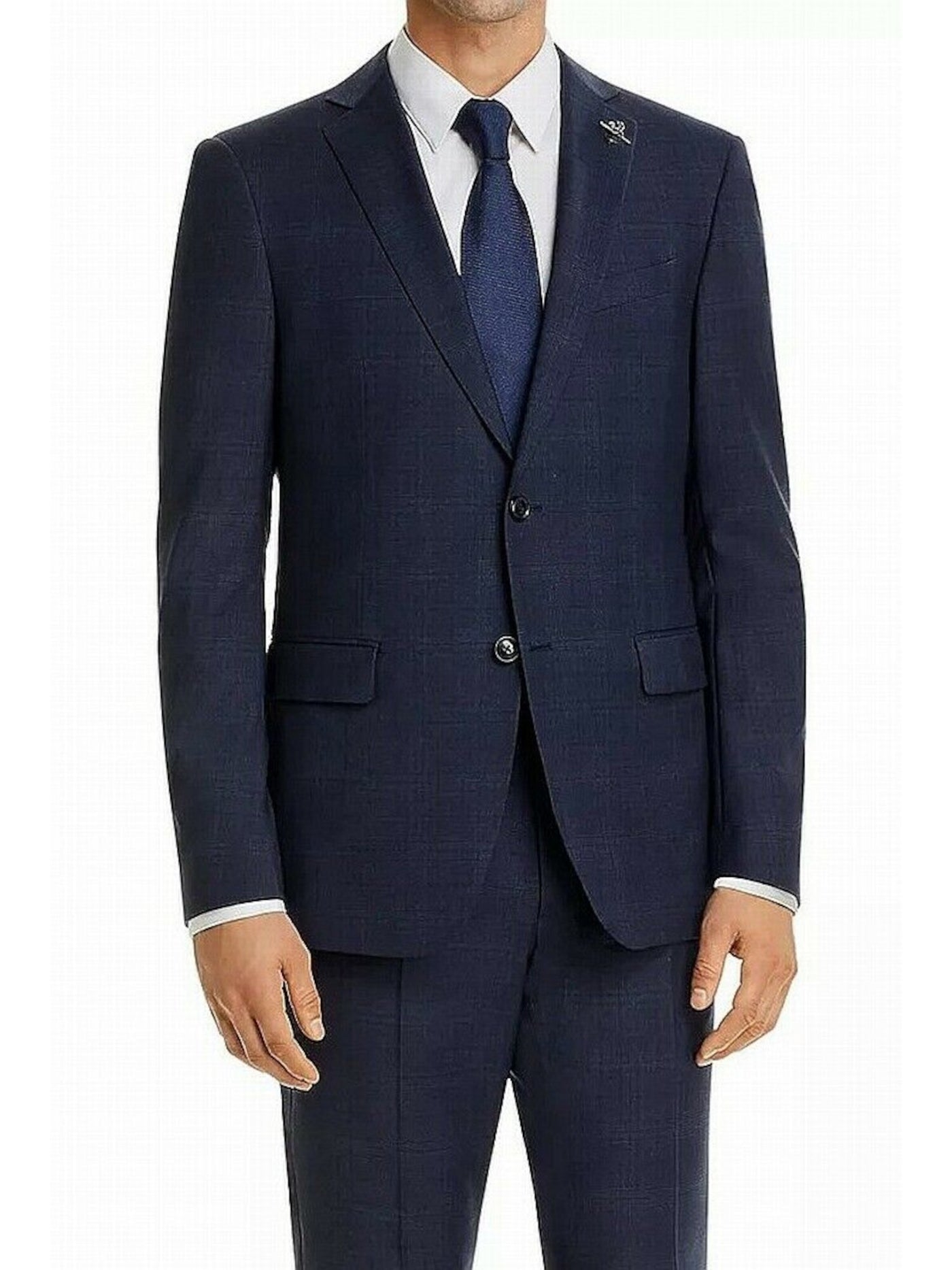 John Varvatos Mens Navy Single Breasted, Slim Fit Wool Blend Suit Separate Blazer Jacket 42L