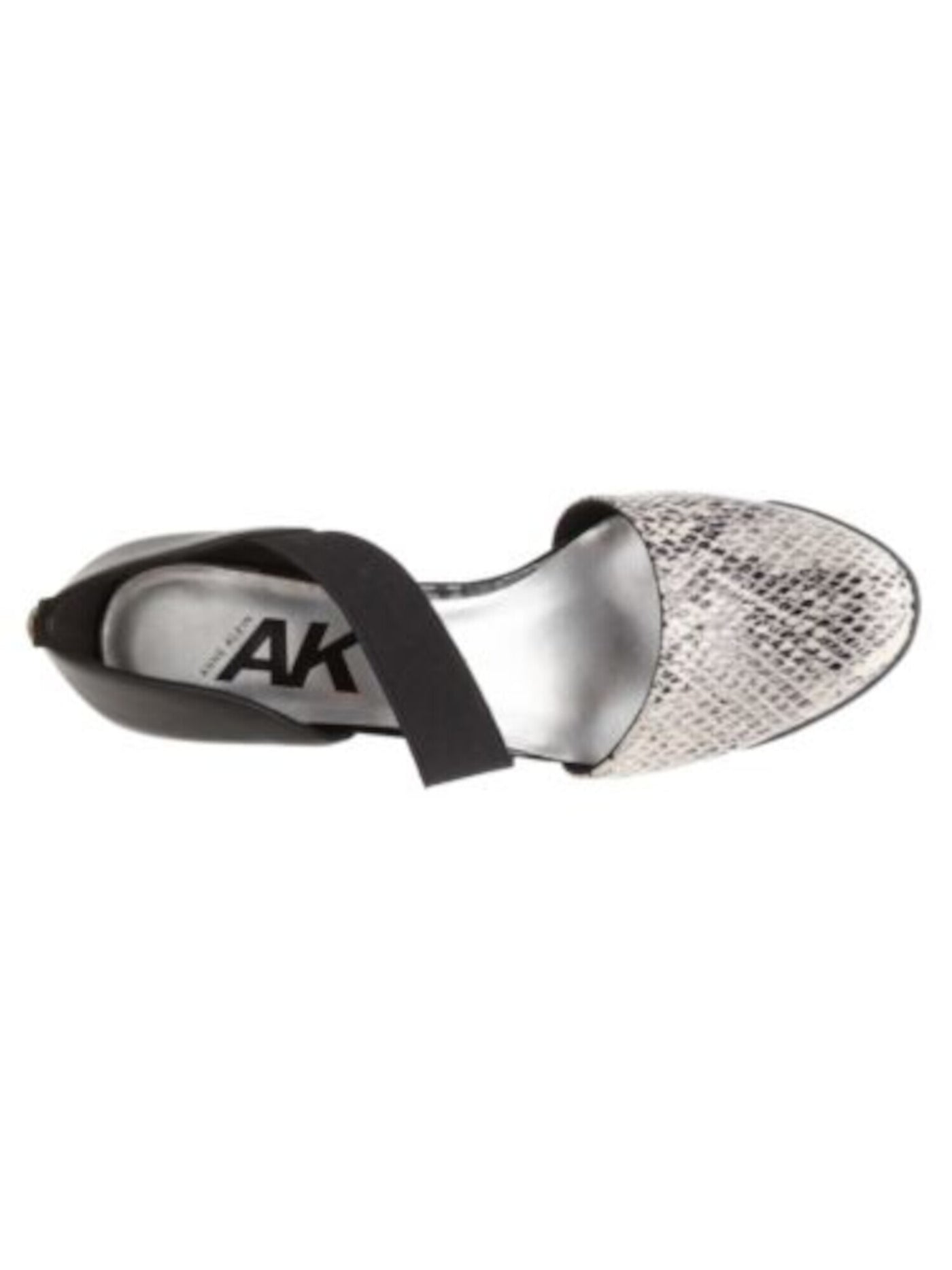 AK SPORT Womens Black Snake Stretch Asymmetrical Cushioned Tara Almond Toe Wedge Slip On Pumps Shoes M
