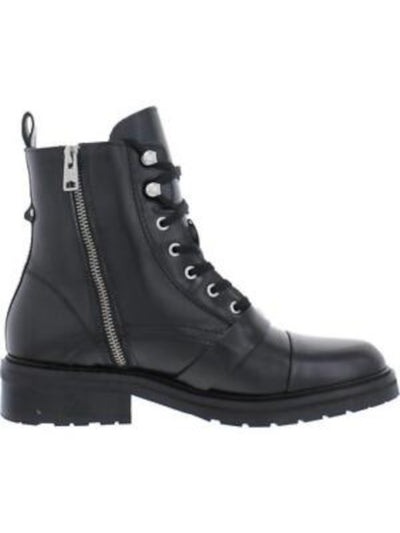 ALLSAINTS Womens Black Pull Tab Lace-Up Buckle Accent Lug Sole Round Toe Block Heel Zip-Up Leather Combat Boots 40