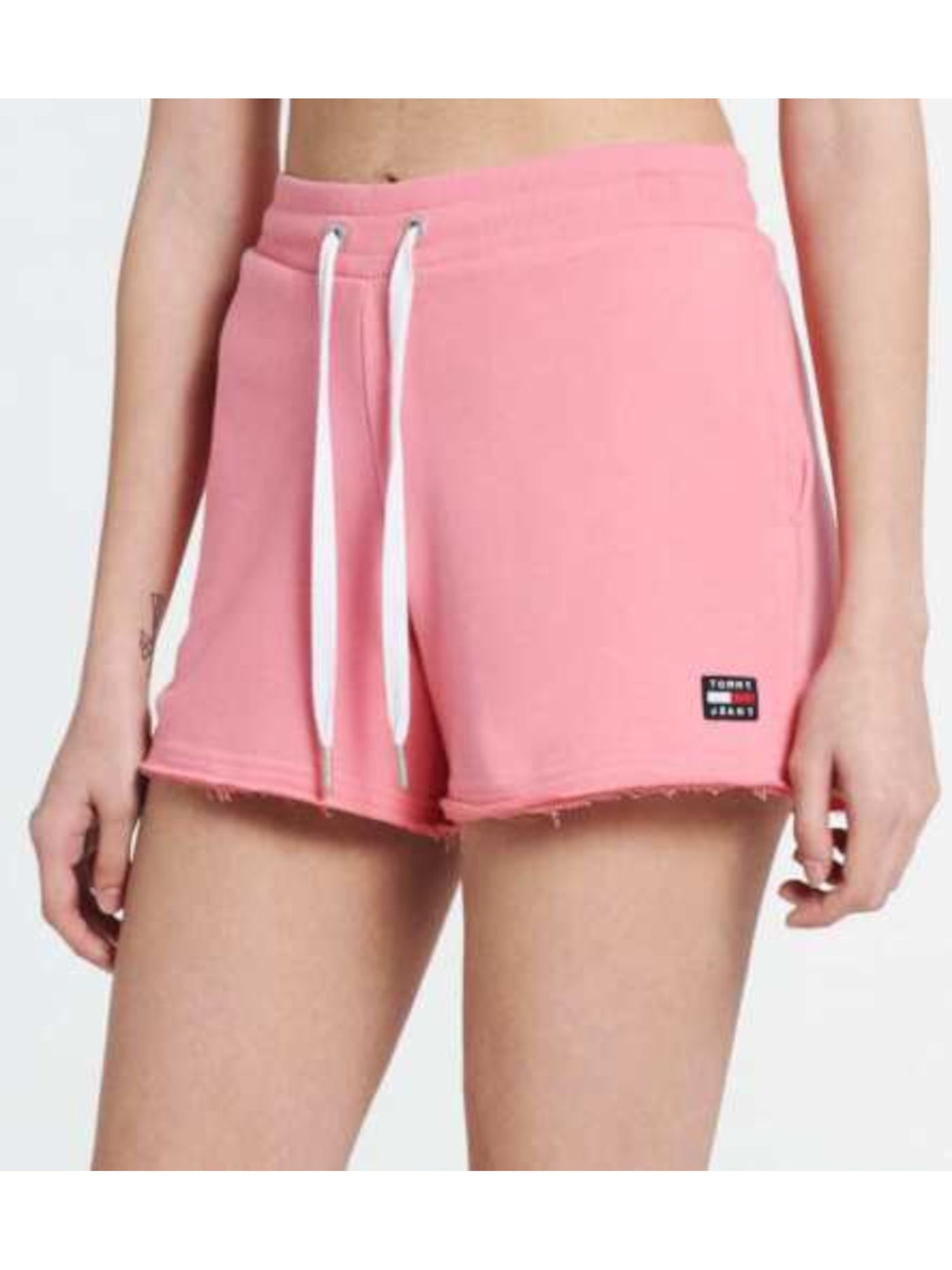 TOMMY JEANS Womens Pink Knit Pocketed Drawstring Waist Raw Hem Shorts Shorts XL