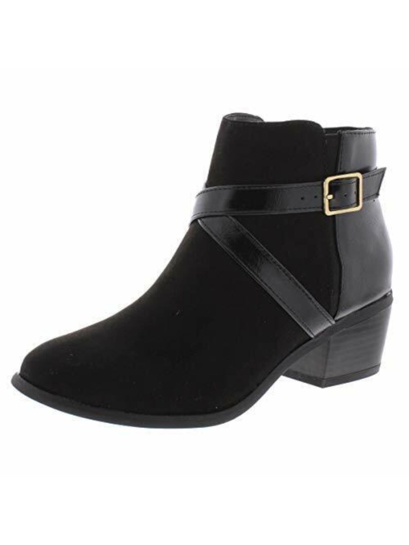 KAREN SCOTT Womens Black Buckle Accent Padded Falonn Round Toe Block Heel Zip-Up Booties 5.5 M