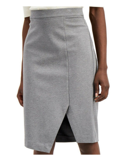 ALFANI Womens Gray Knee Length Faux Wrap Skirt Size: 2