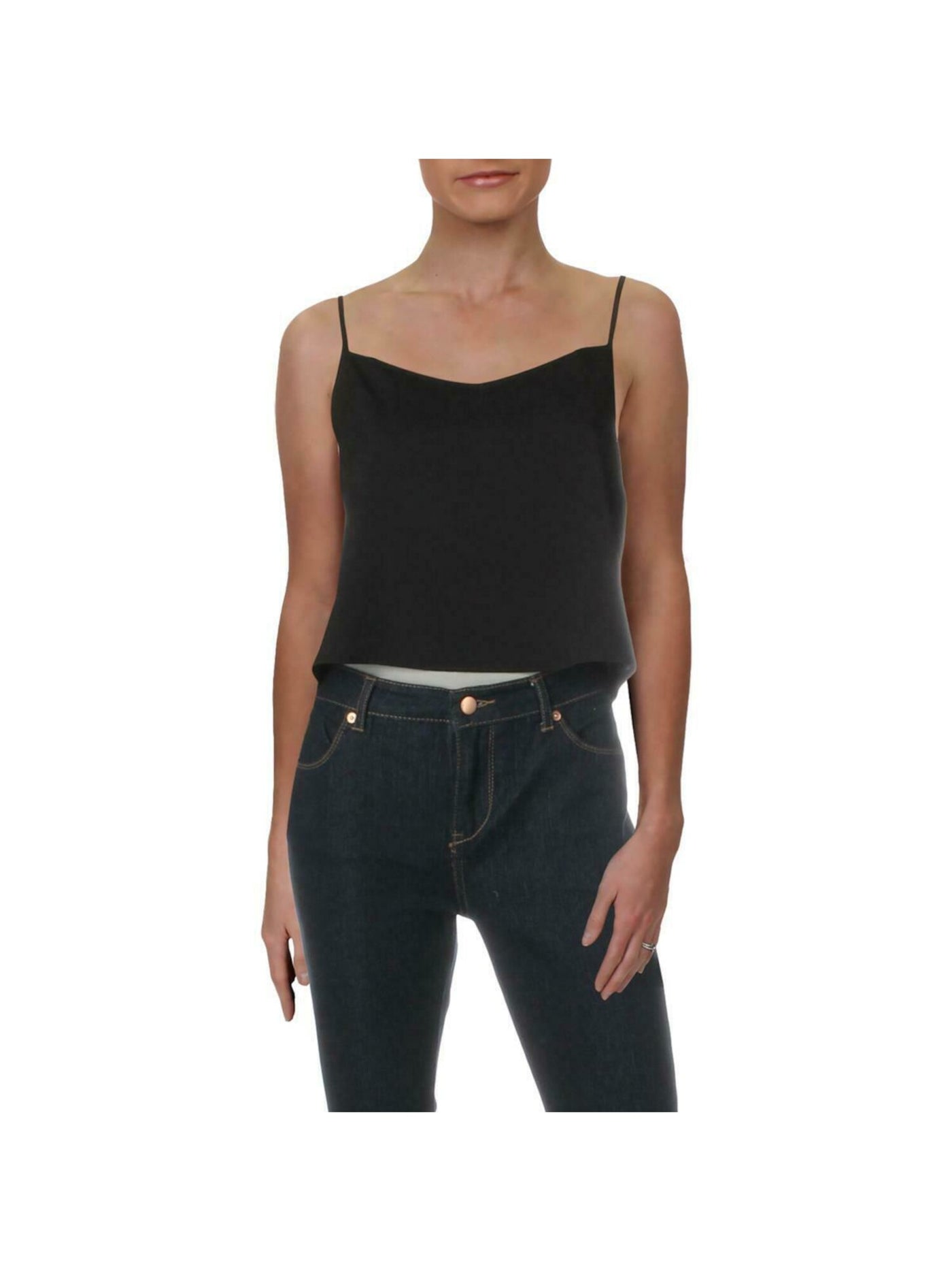 FRENCH CONNECTION Womens Black Spaghetti Strap V Neck Crop Top Size: M