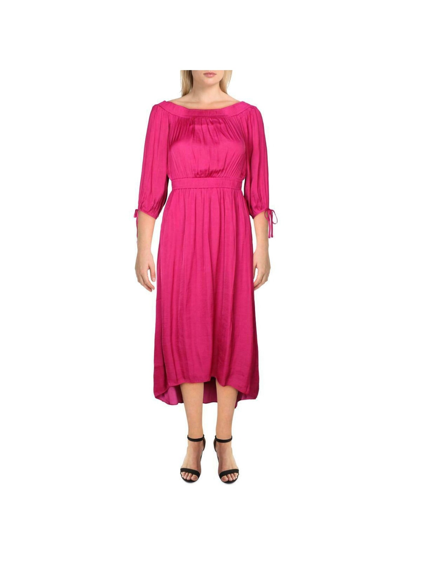 INC Womens Pink Long Sleeve Off Shoulder Full-Length Evening Hi-Lo Dress XL