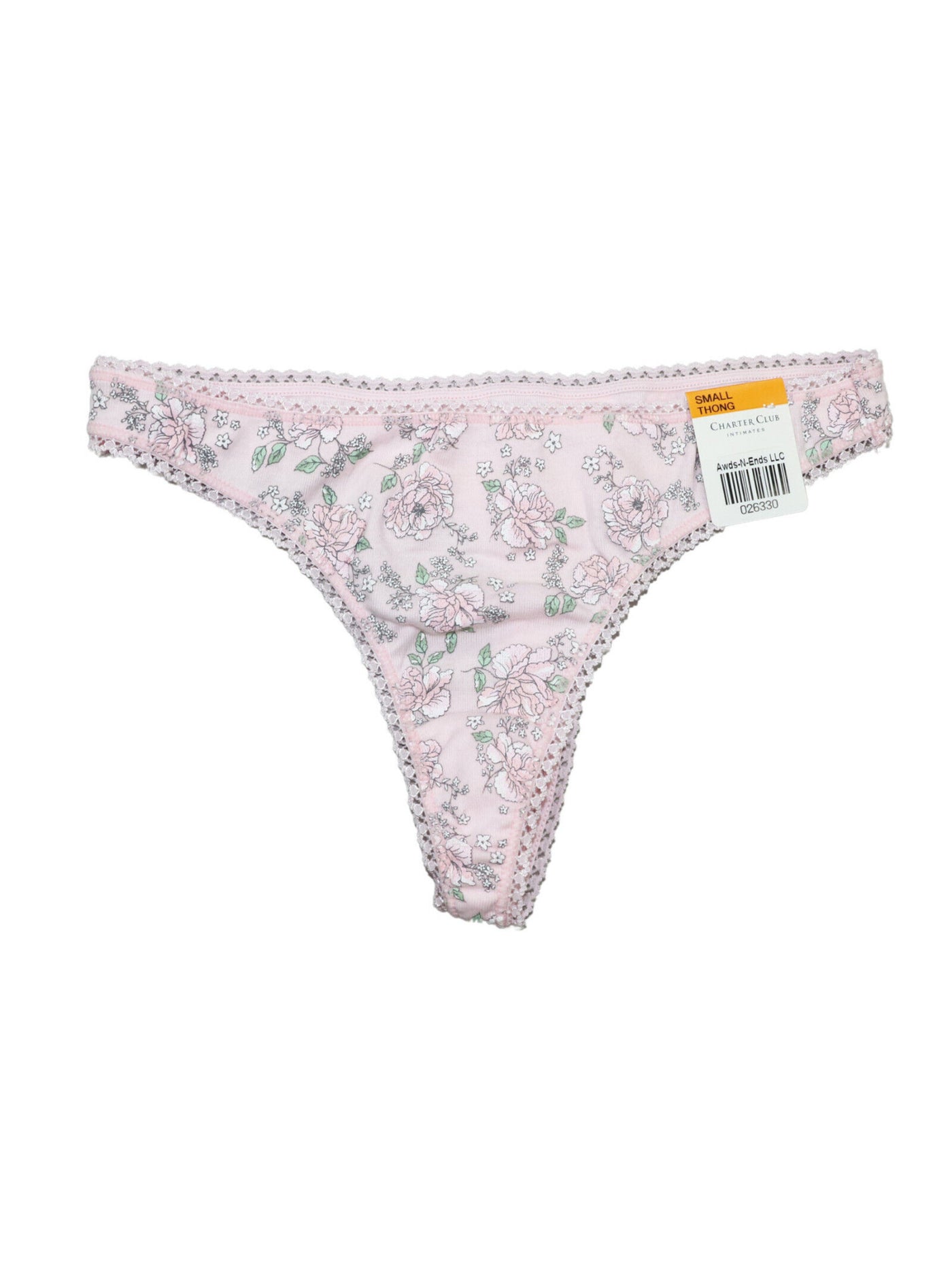 CHARTER CLUB Intimates Pink Floral Thong Underwear S