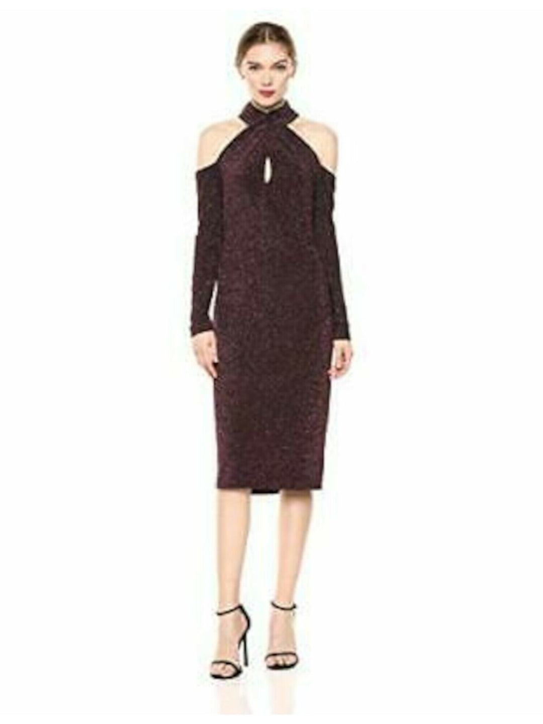 rachel roy halter sheath dress Womens Red Long Sleeve Midi Evening Size: XL The Best Vivienne Westwood Crossover halter neckline Embellishment_Mirror Beading Color:Timber