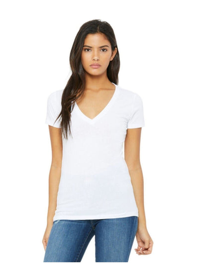 DOLAN Womens White Textured Ribbed Neckline Short Sleeve V Neck T-Shirt L