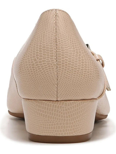 NATURALIZER Womens Beige Snake Embossed Padded Non-Slip Florencia Pointed Toe Block Heel Buckle Mary Jane 8.5 W