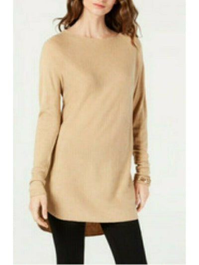 INC Womens Beige Long Sleeve Jewel Neck Sweater M