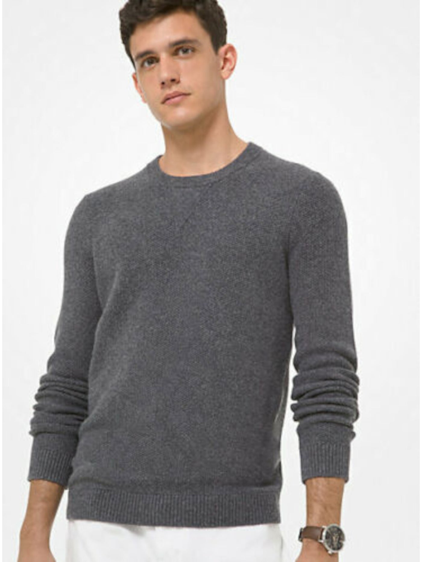 MICHAEL KORS Mens Gray Long Sleeve Crew Neck Classic Fit Pullover Sweater S