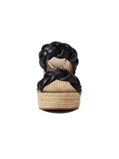 KENNETH COLE Womens Black 1-1/2" Platform Braided Comfort Olivia Round Toe Wedge Slip On Espadrille Shoes 9 M
