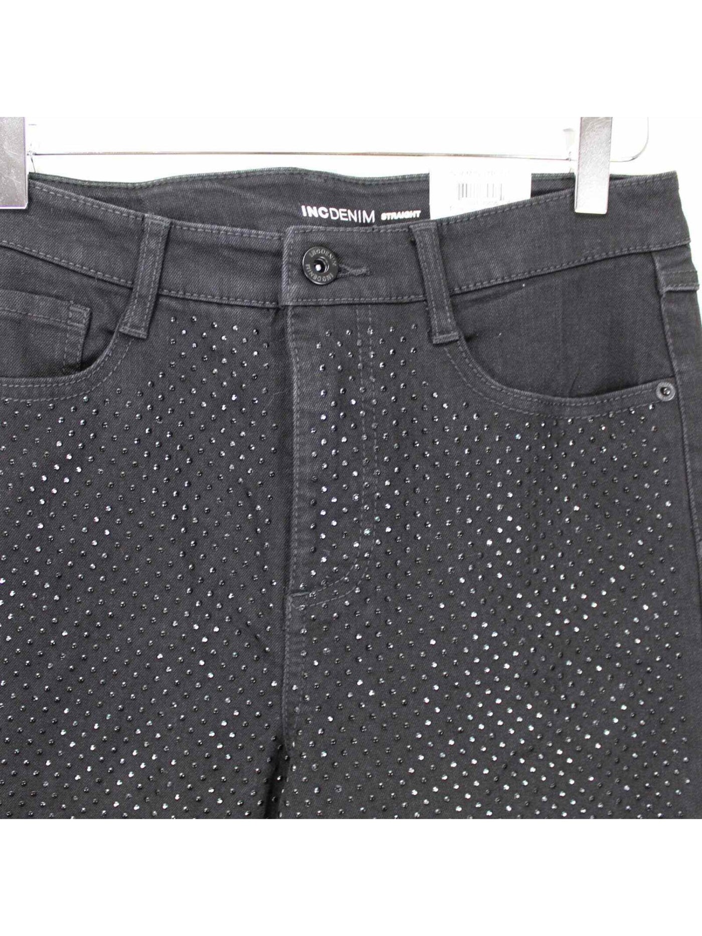 INC Womens Black Embellished Straight leg Pants Size: 2