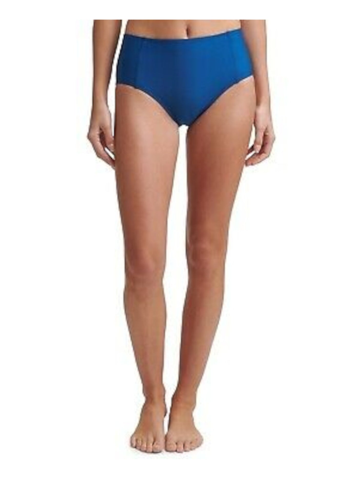 DKNY Women's Blue Stretch Seaming At Front Lined Full Coverage High Waisted Swimsuit Bottom XL