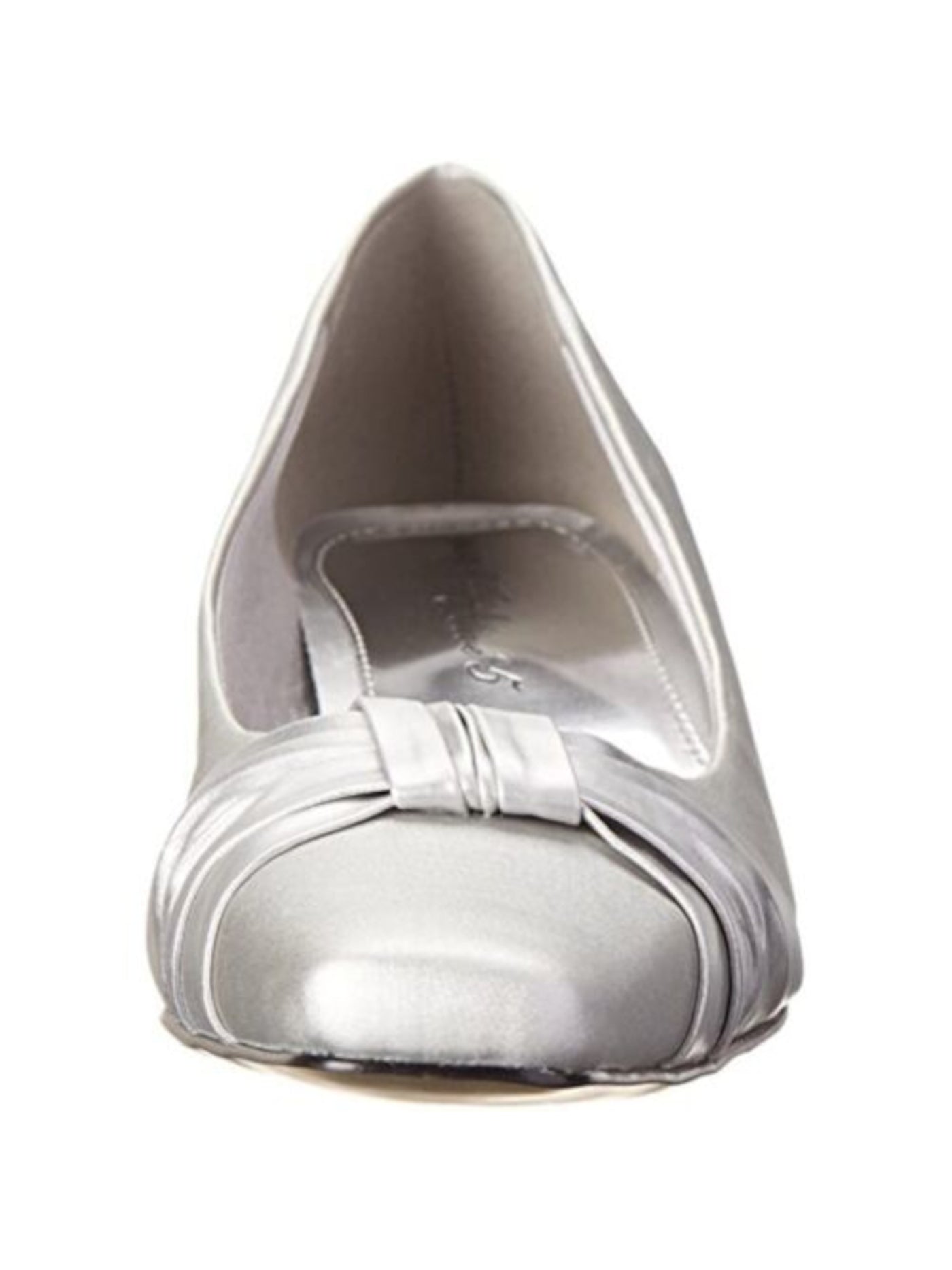 EASY STREET ALIVE AT 5 Womens Silver Bow Accent Padded Waive Square Toe Flare Slip On Pumps Shoes 8 M