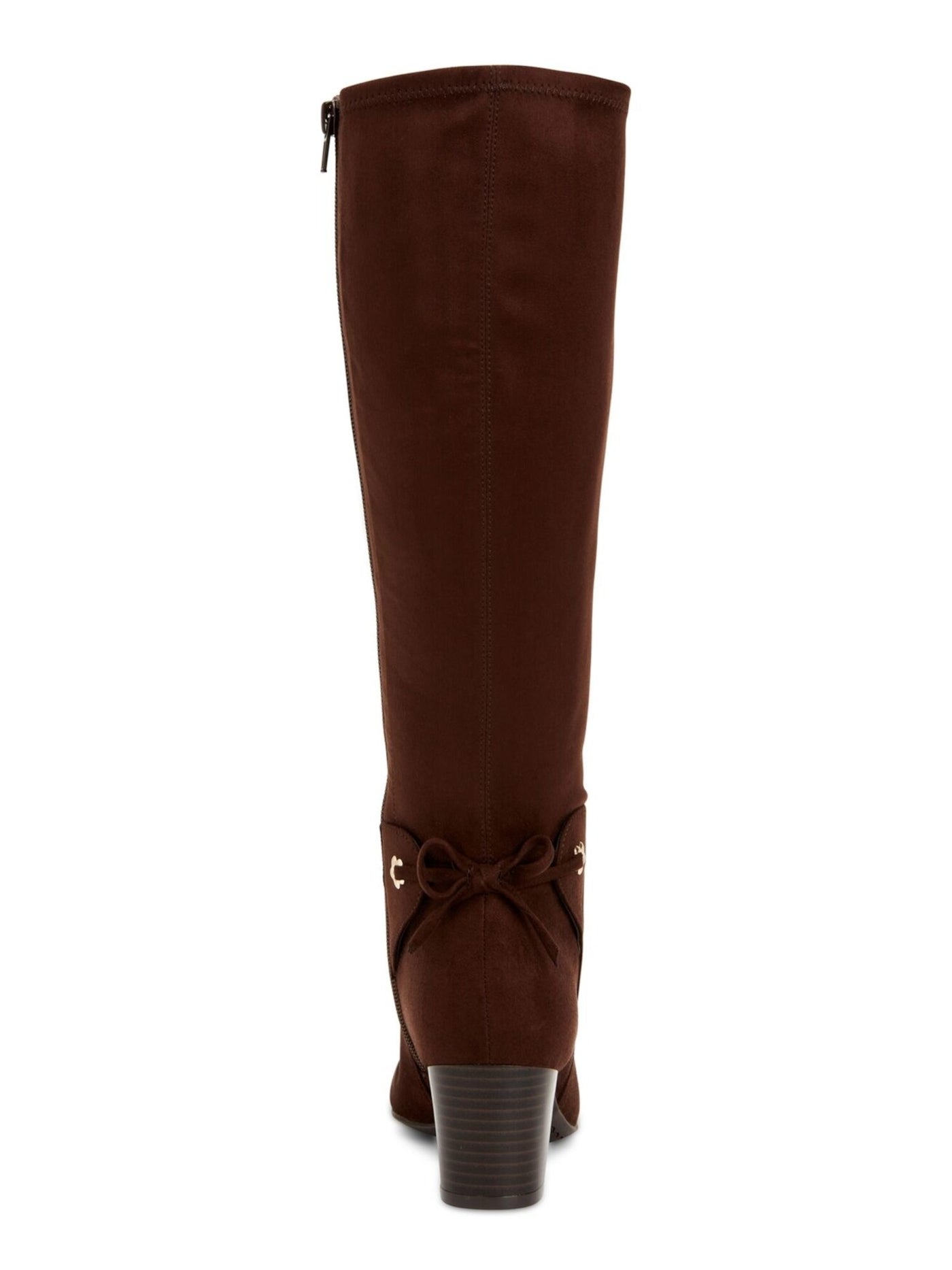 CHARTER CLUB Womens Brown Flower Grommets Tie Detail Jaccque Almond Toe Block Heel Zip-Up Dress Boots Shoes 9.5