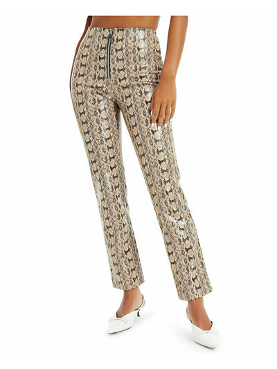 BAM BY BETSY & ADAM Womens Beige Zippered Animal Print High Waist Pants 2