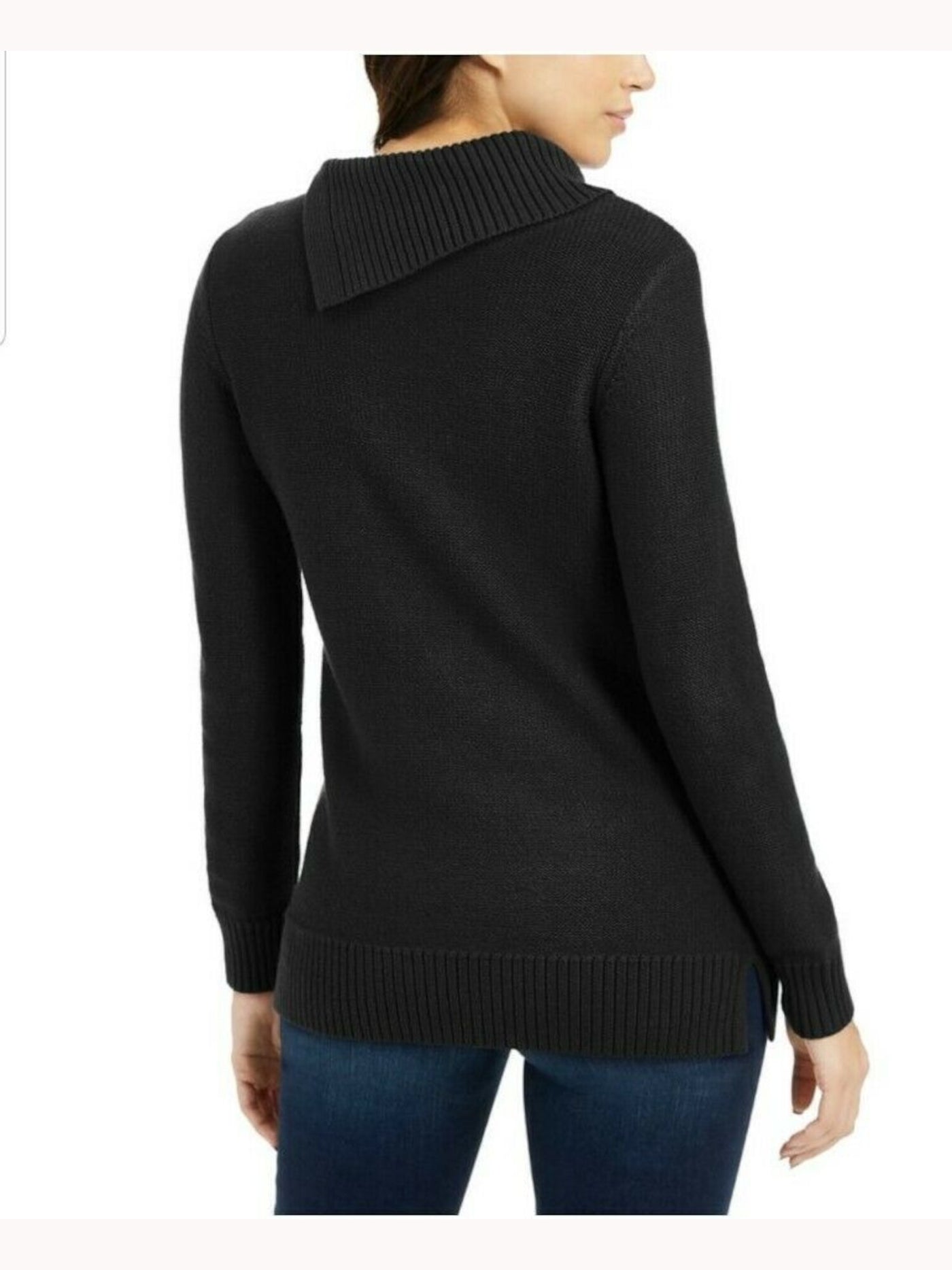 CHARTER CLUB Womens Black Ribbed Heather Long Sleeve Cowl Neck Sweater XXL