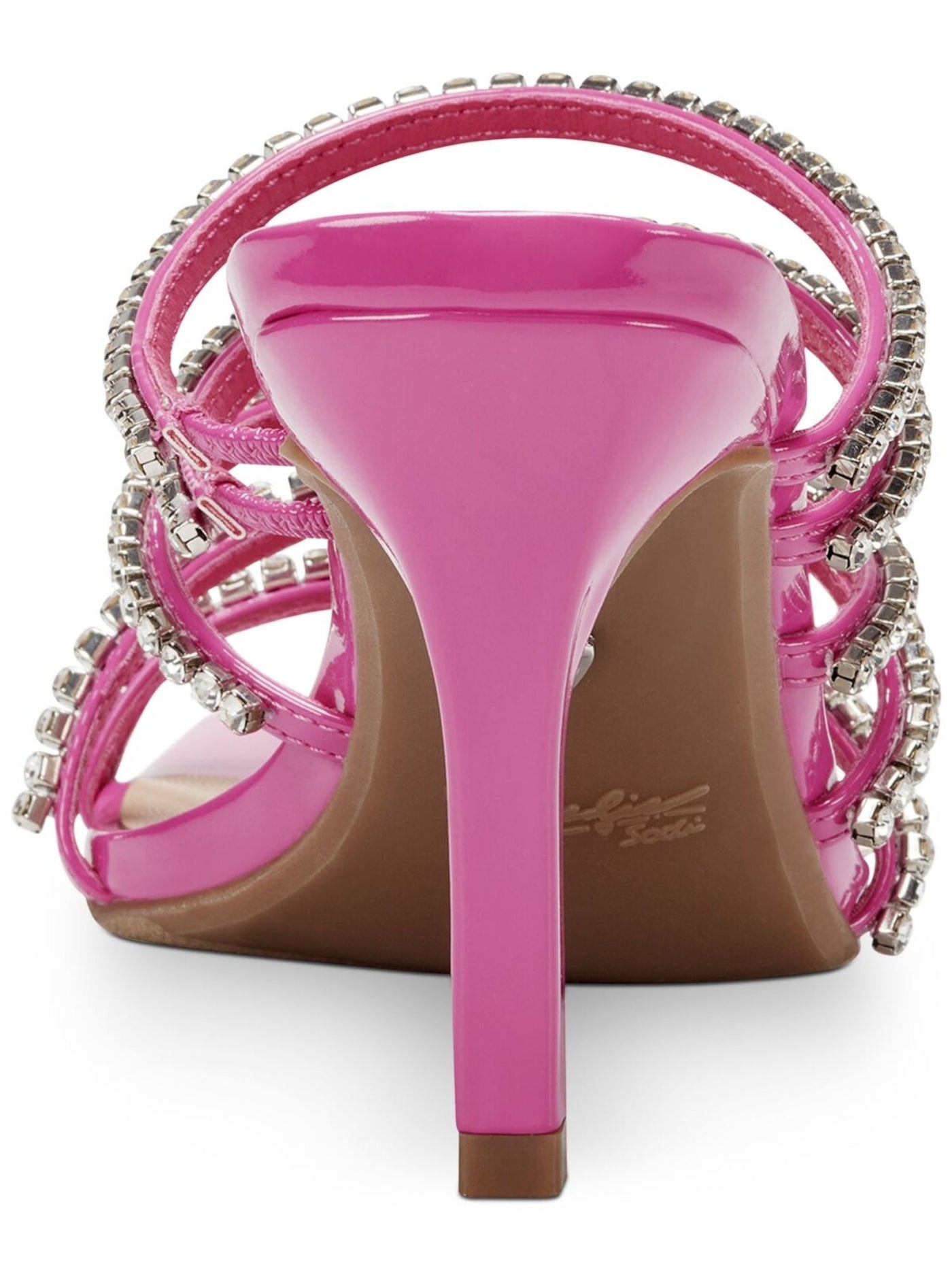THALIA SODI Womens Pink Goring Padded Rhinestone Strappy Dahlia Square Toe Stiletto Slip On Dress Heeled Sandal 10 M
