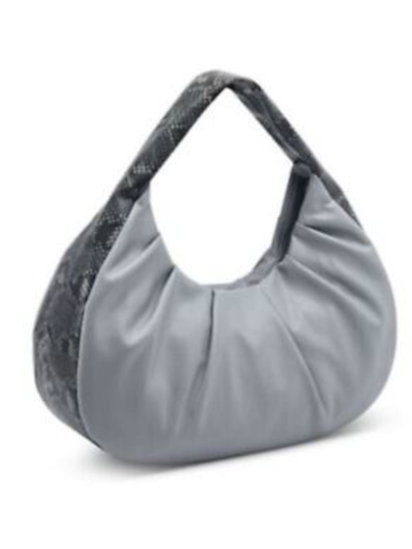 INC Women's Gray Kj Ruched Snake Print Faux Leather Single Strap Hobo Handbag Purse
