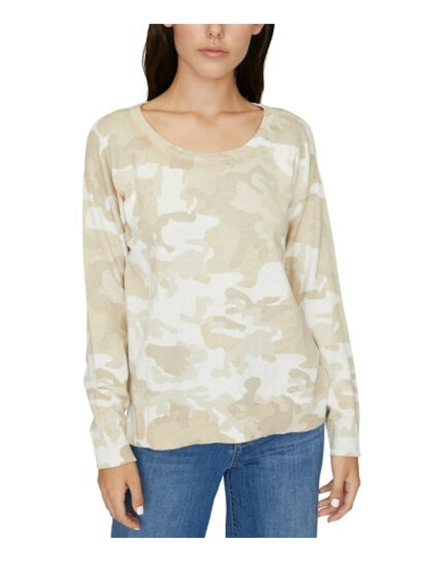 SANCTUARY Womens Beige Patterned Long Sleeve Jewel Neck Top XS