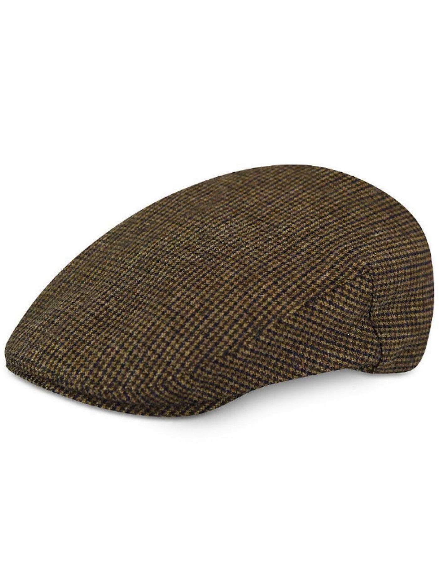 CLUBROOM Mens Brown Plaid Polyester Fitted Wool Newsboy Cap Cabbie Hat