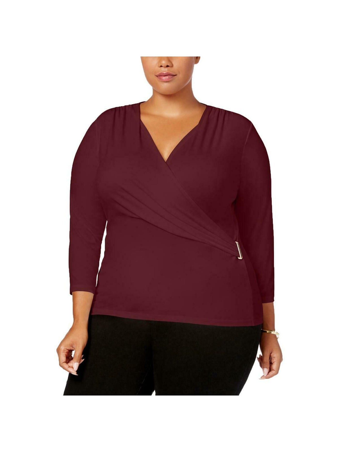 CHARTER CLUB Womens Long Sleeve V Neck Wrap Top