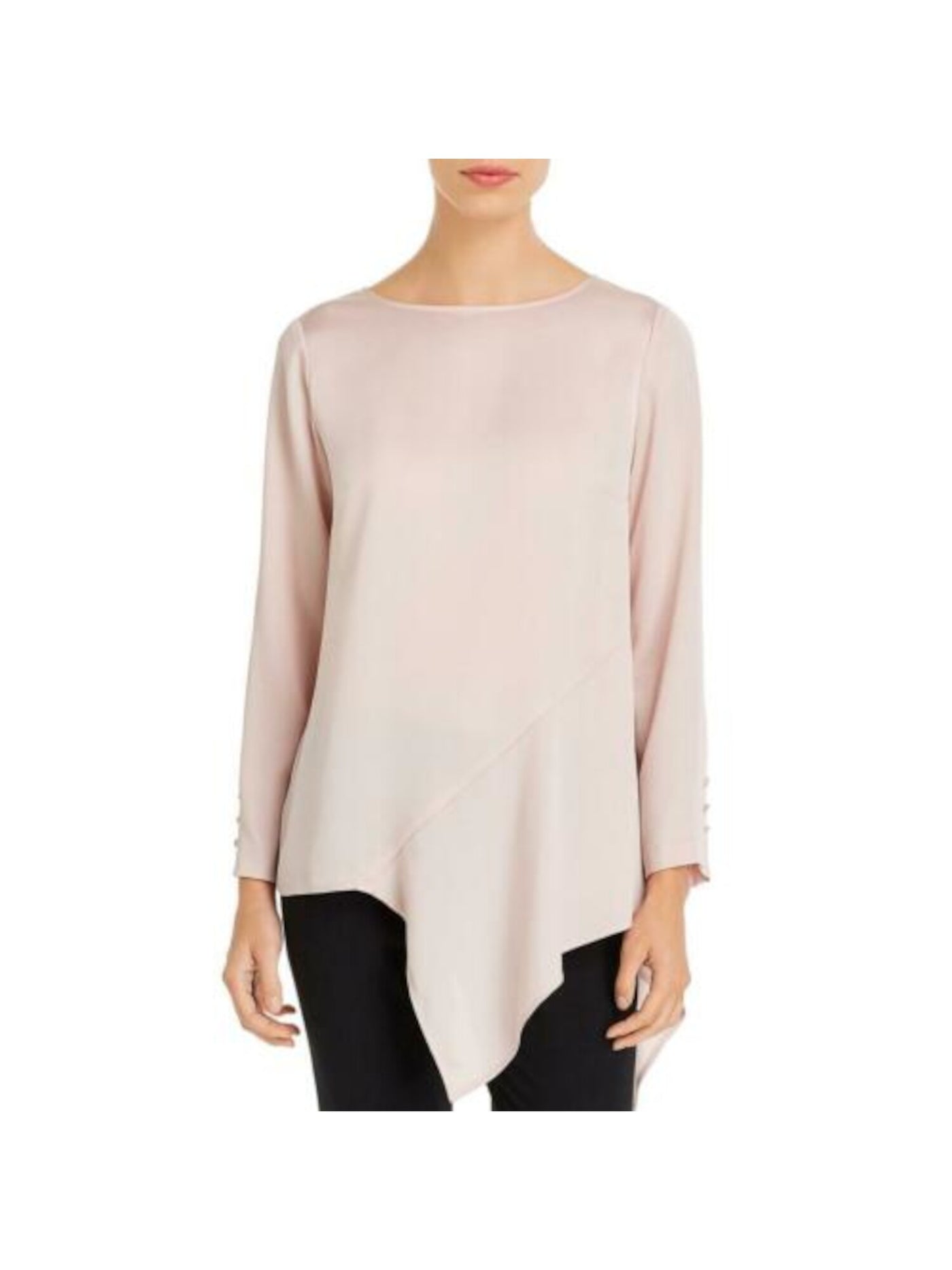 VINCE CAMUTO Womens Pink Long Sleeve Jewel Neck Wear To Work Handkerchief Top XS