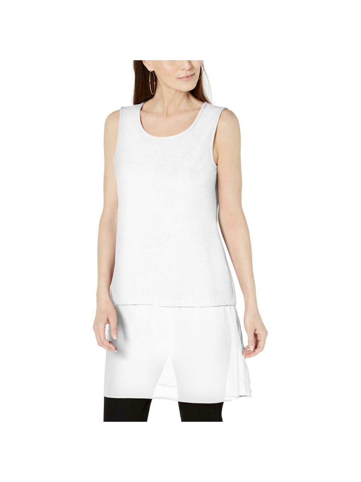 ALFANI Womens White Sleeveless Scoop Neck Wear To Work Blouse L