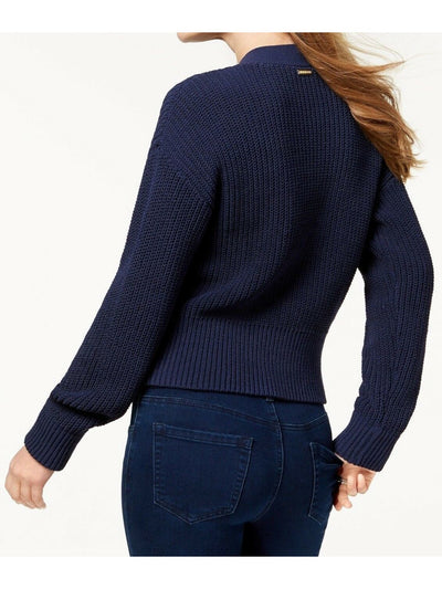 MICHAEL KORS Womens Navy Long Sleeve Sweater L