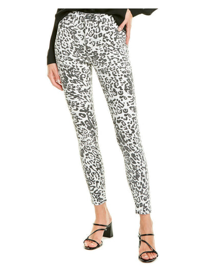 HUDSON Womens Black Animal Print Skinny Jeans Size: 24