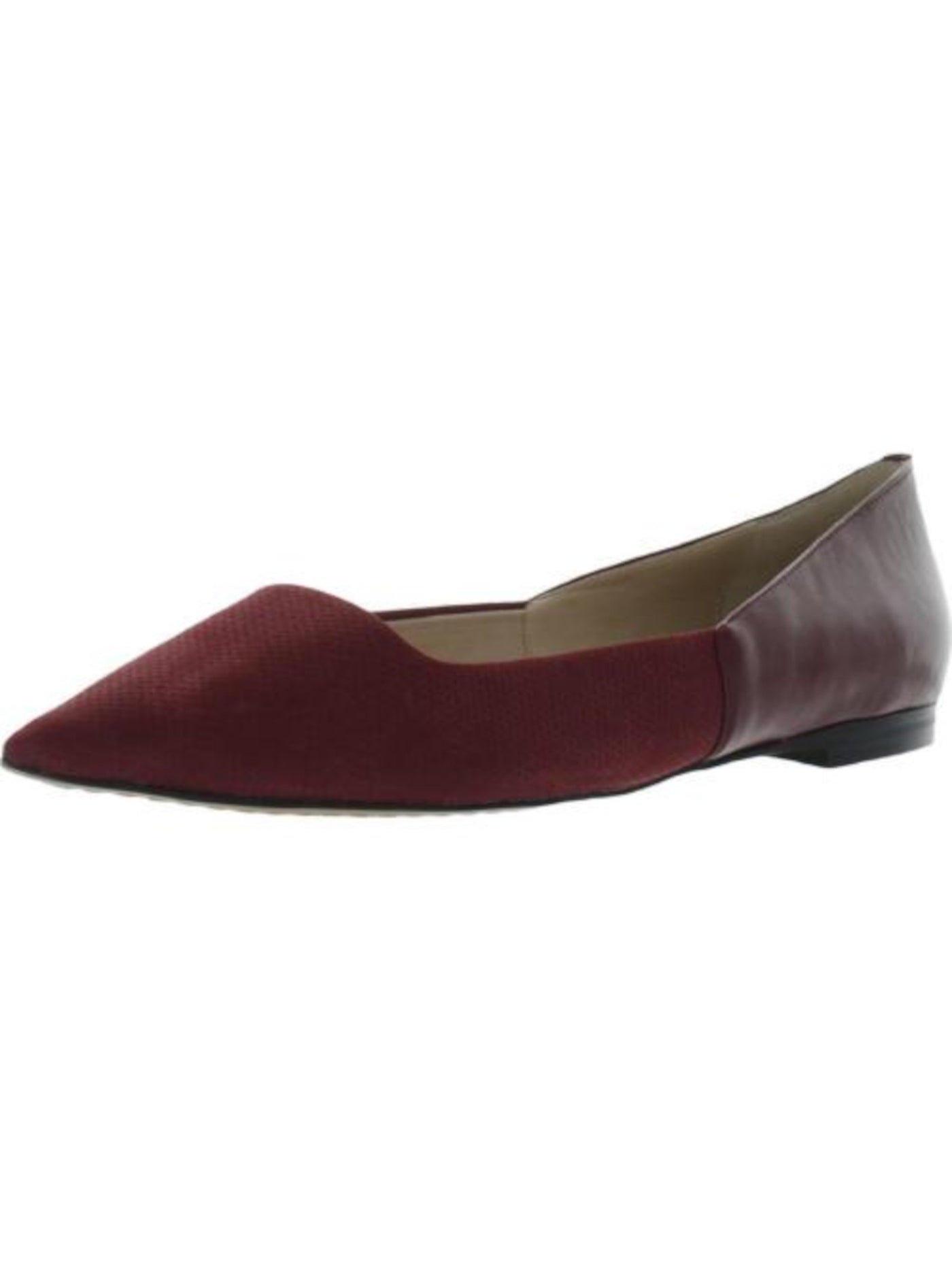 FRENCH CONNECTION Womens Burgundy Zig-Zag Padded Geneveve Pointed Toe Slip On Leather Ballet Flats 9