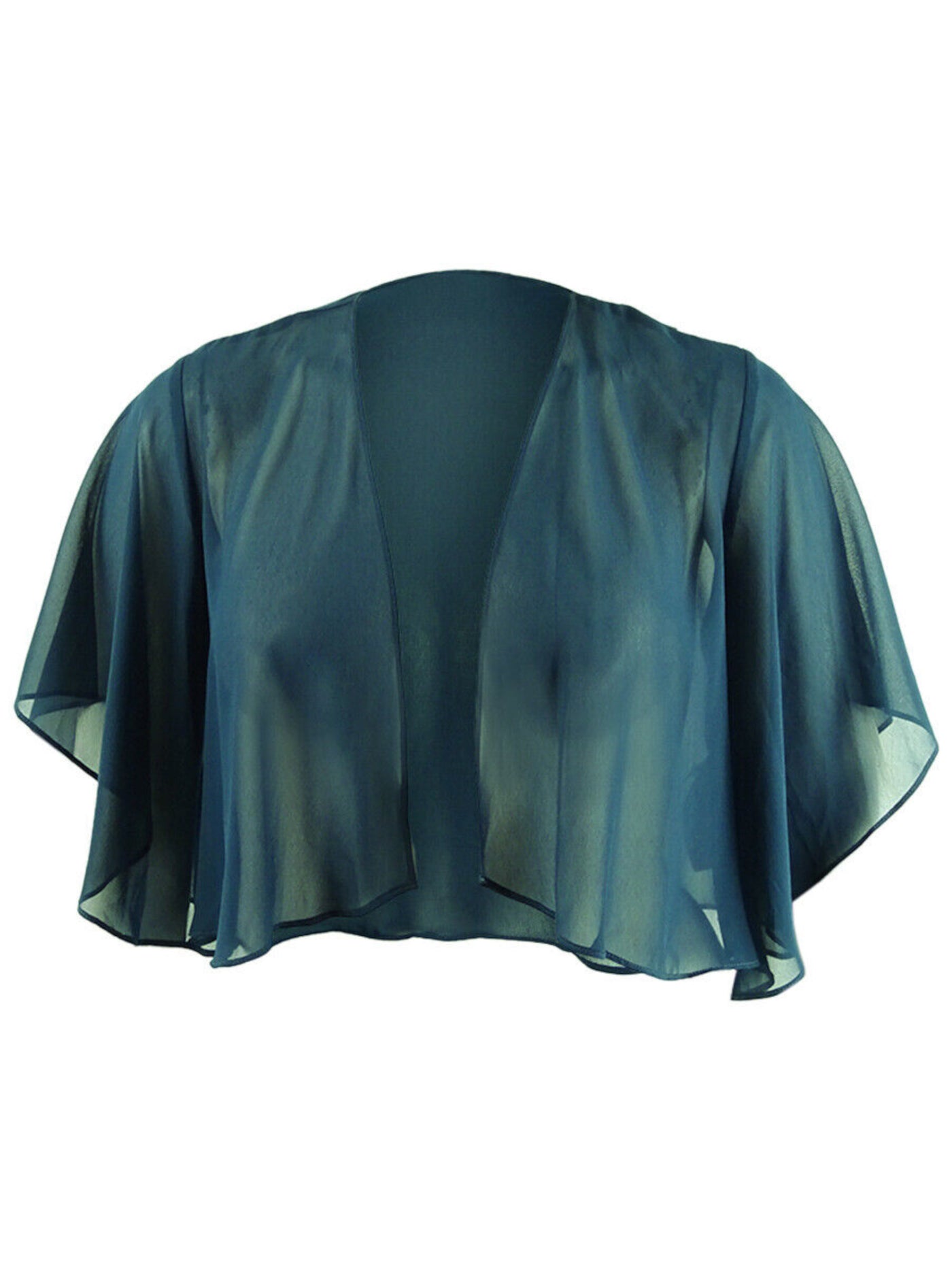 SLNY Womens Teal Sheer Capelet Flutter Sleeve Open Front Evening Waterfall Cardigan 8