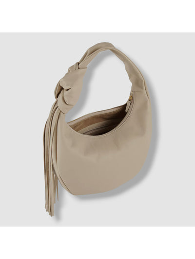REIKE NEN Women's Ivory Solid Suede Fringed Single Strap Shoulder Bag