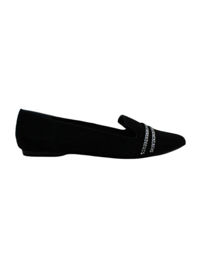 ALFANI Womens Black Step 'N Flex Technology Rhinestone Poee Pointed Toe Slip On Leather Loafers Shoes 8 M