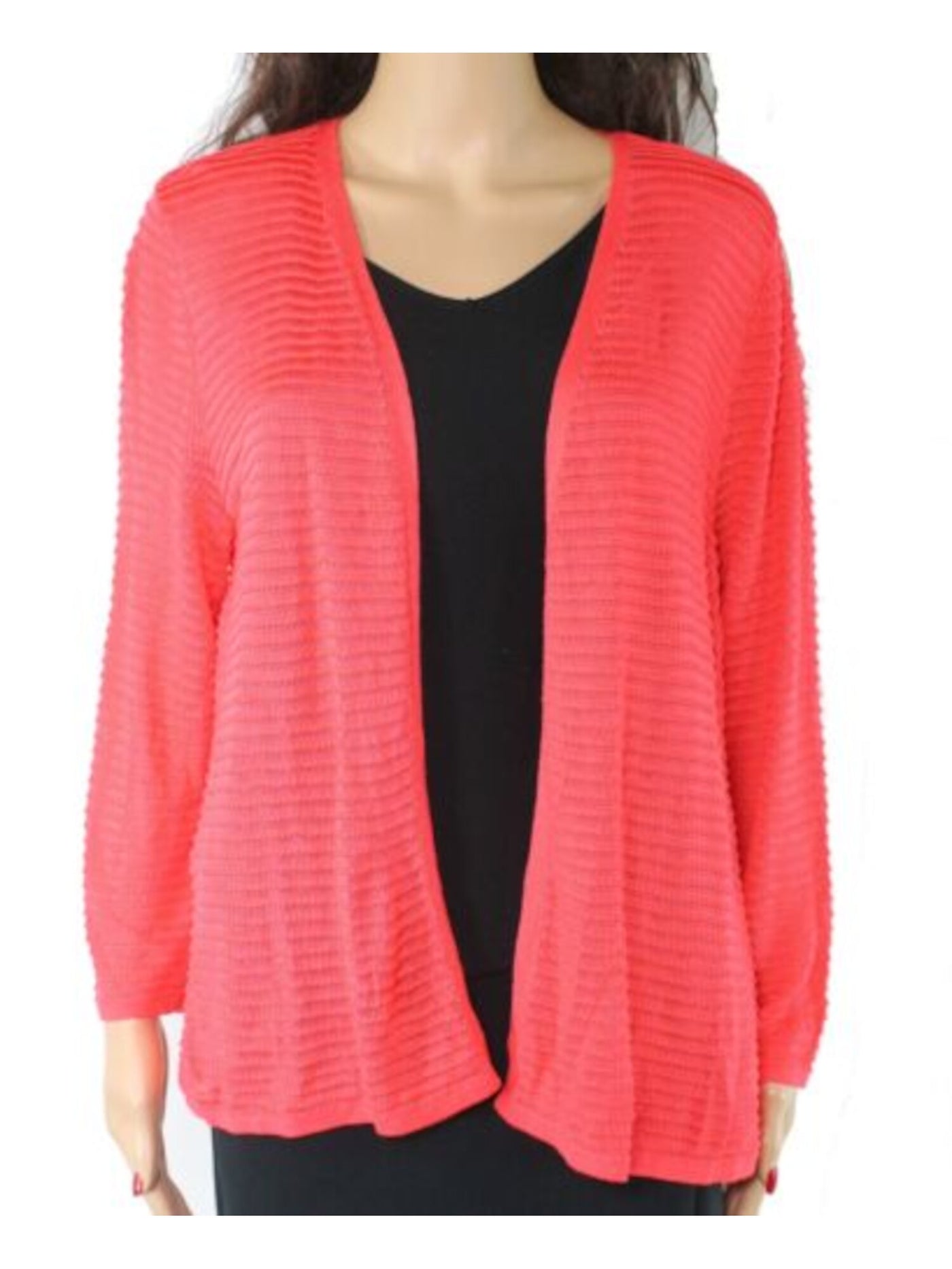 ALFANI Womens Coral 3/4 Sleeve Open Cardigan Top S