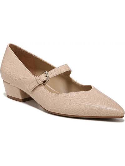 NATURALIZER Womens Beige Snake Embossed Padded Non-Slip Florencia Pointed Toe Block Heel Buckle Mary Jane 8.5 W