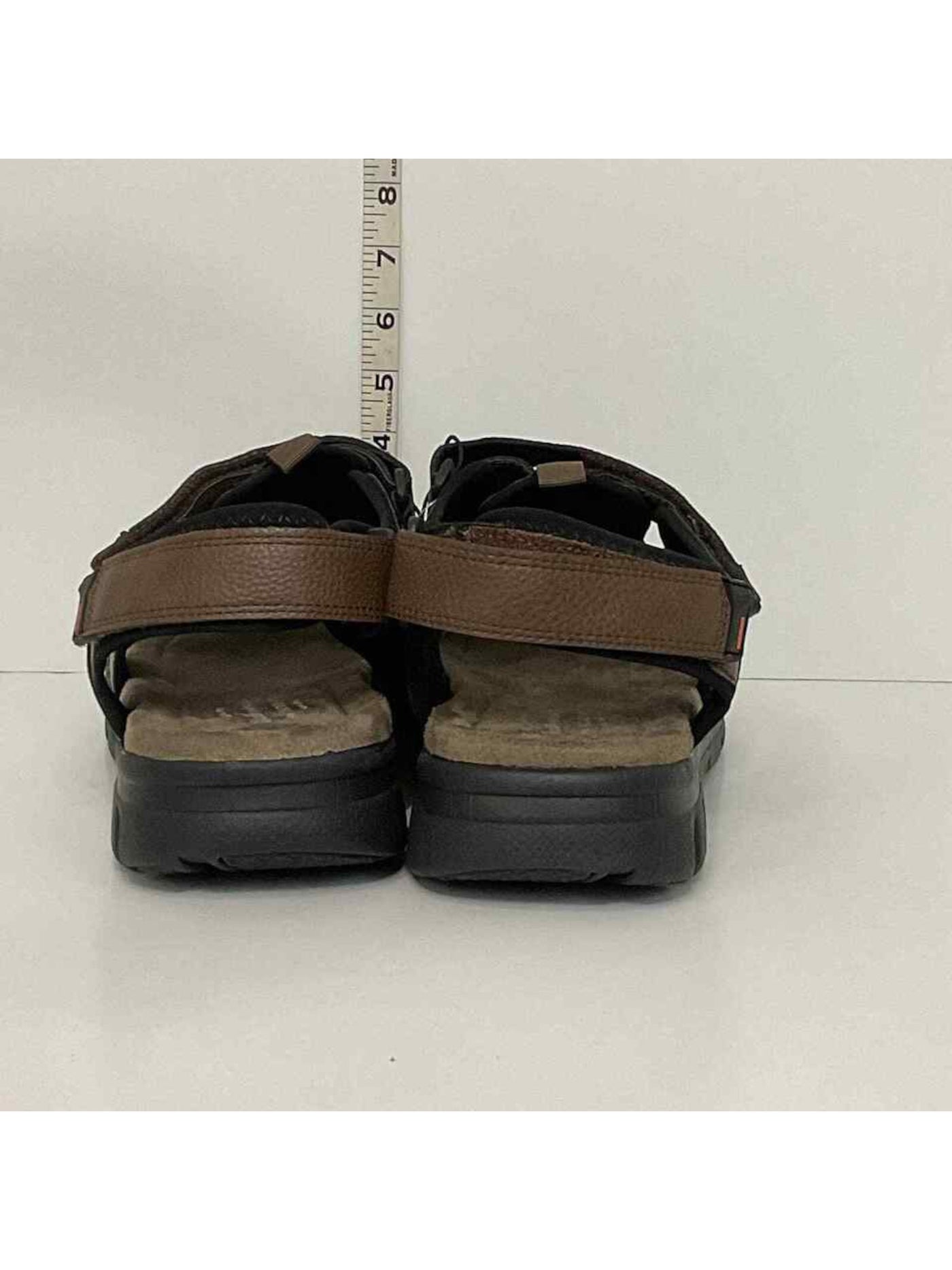 WEATHERPROOF VINTAGE Mens Brown Caged Cushioned Adjustable Cory Round Toe Platform Sandals Shoes 11 M