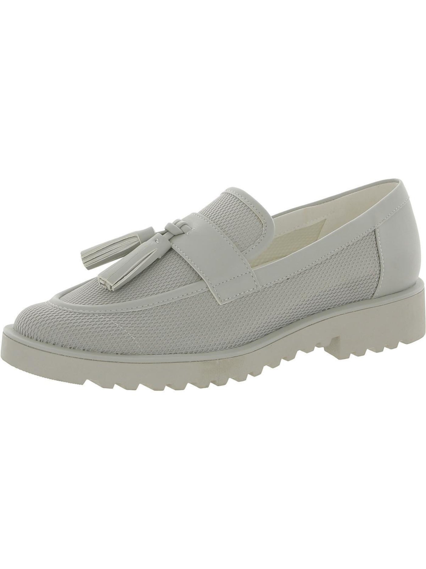 FRANCO SARTO Womens Gray Comfort Tasseled Lug Sole Carolynn Round Toe Block Heel Slip On Loafers Shoes 9 M