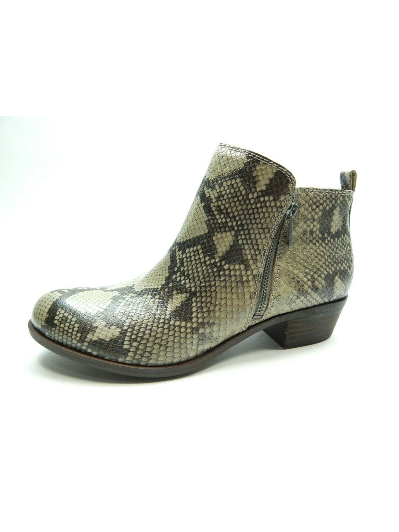 LUCKY BRAND Womens Gray Animal Print H2o Round Toe Stacked Heel Rain Boots 5