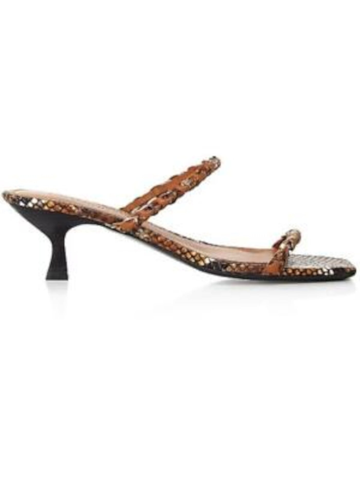 SIGERSON MORRISON Womens Brown Snake Skin Strappy Braided Padded Mabel Square Toe Slip On Leather Slide Sandals Shoes 38.5