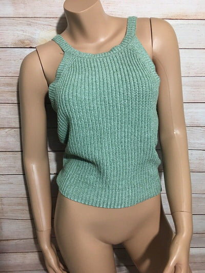 ULTRA FLIRT Womens Green Knit Sleeveless Jewel Neck Tank Top L