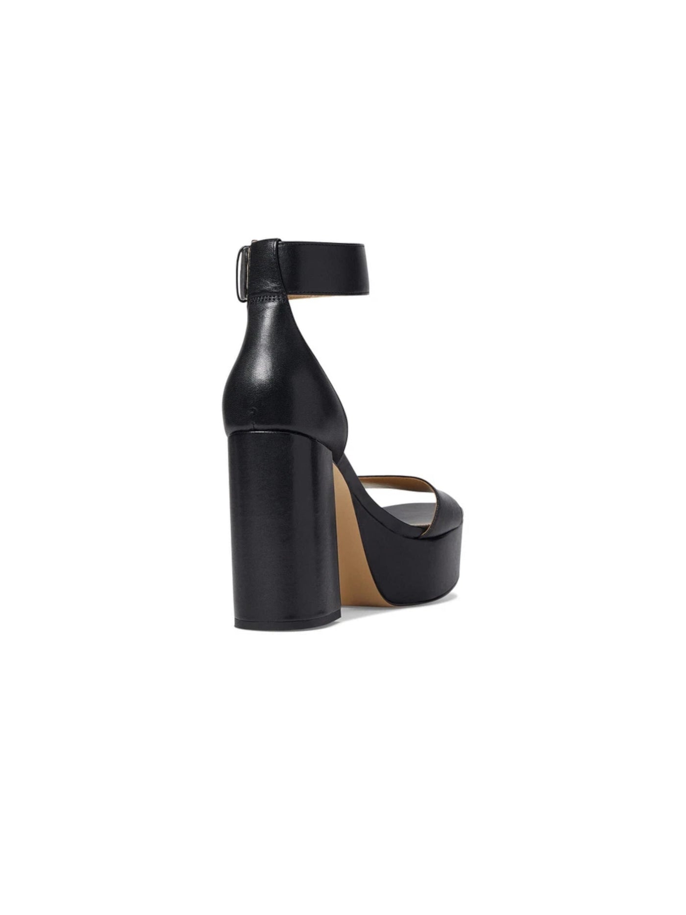 MICHAEL MICHAEL KORS Womens Black 1-1/2" Platform Padded Ankle Strap Tara Square Toe Block Heel Buckle Leather Dress Sandals Shoes 6.5 M