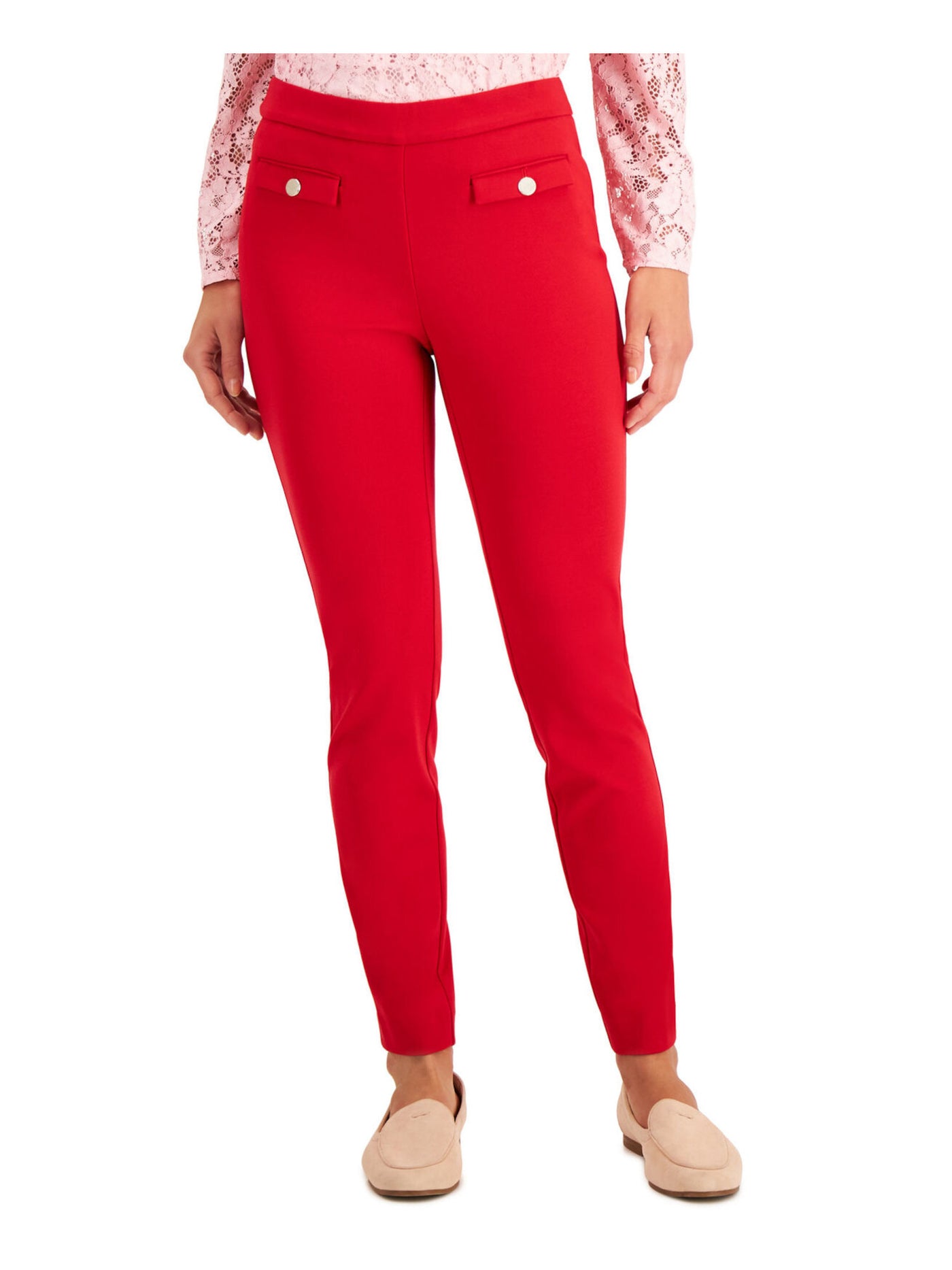 CHARTER CLUB Womens Red Pocketed Pull On Style Skinny Pants 16