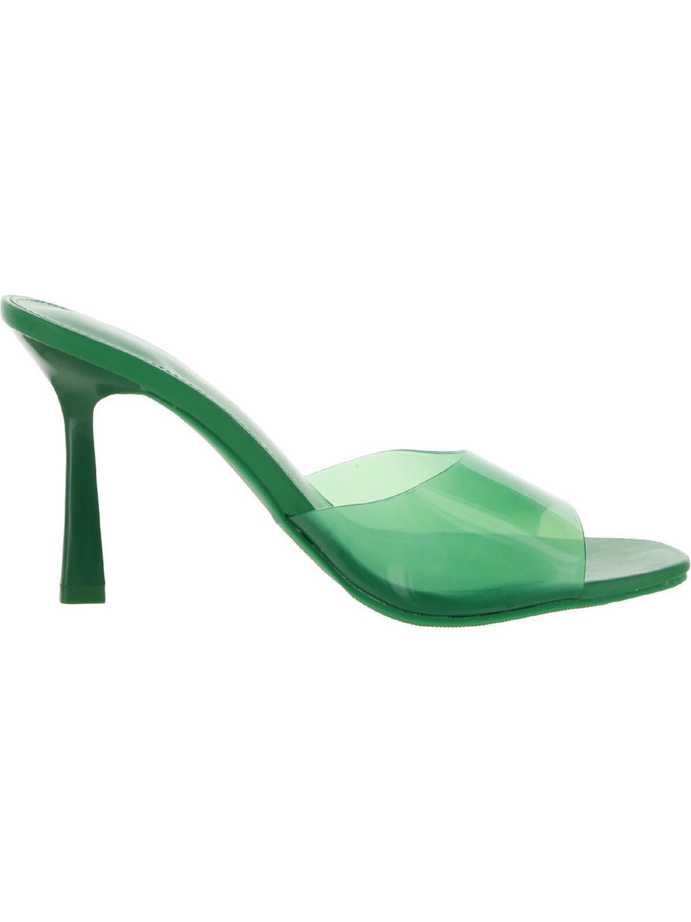 WILD PAIR Womens Green Transparent Padded Slip Resistant Luuna Round Toe Stiletto Slip On Heeled Sandal 7 M