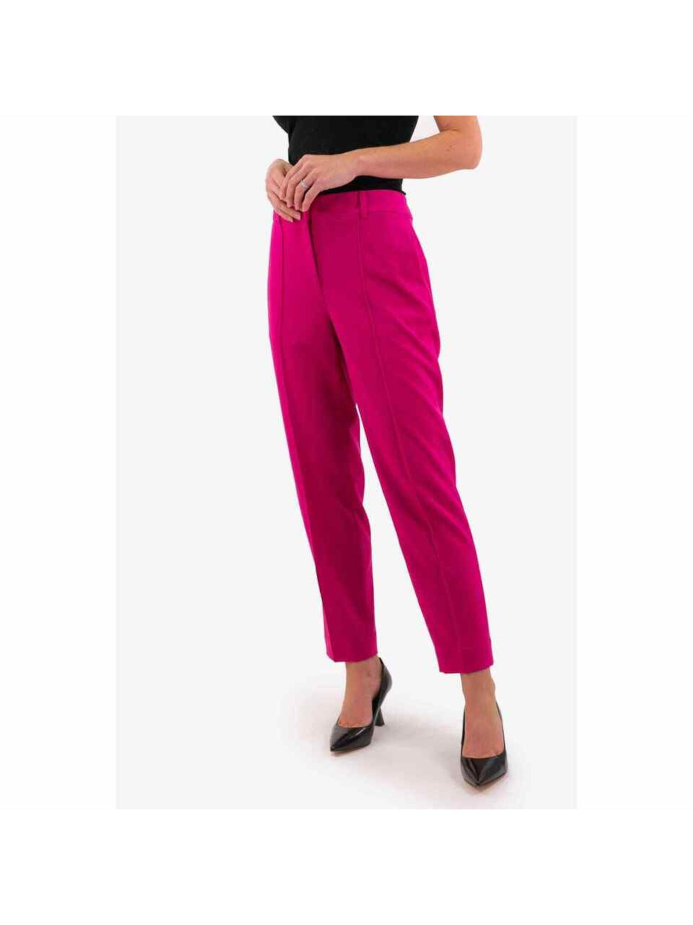 MICHAEL MICHAEL KORS Womens Pink Zippered Pocketed Slim Ankle Wear To Work High Waist Pants 14