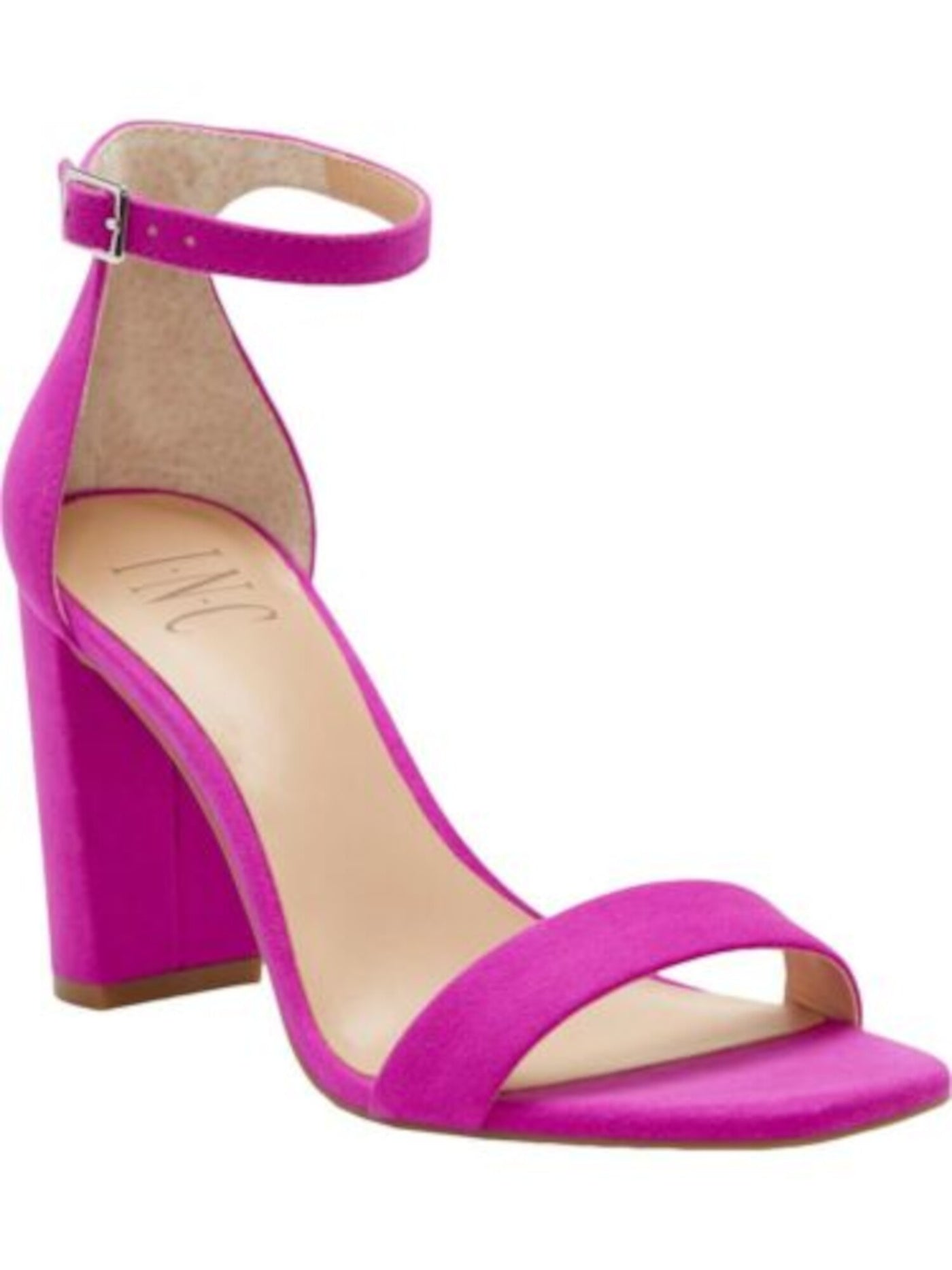 INC Womens Purple Adjustable Comfort Padded Ankle Strap Lexini Square Toe Block Heel Buckle Dress Sandals Shoes 9.5 M