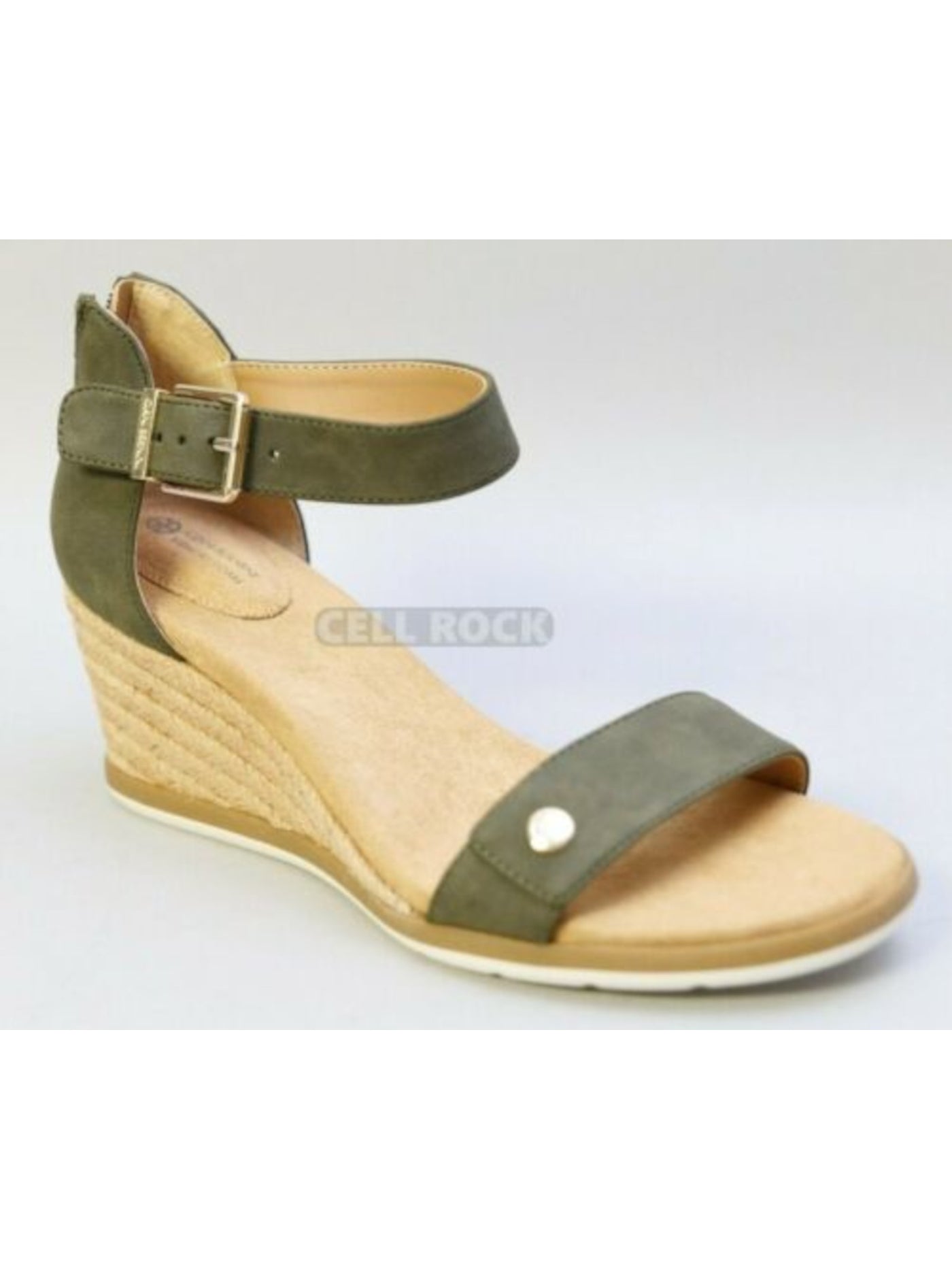 GIANI BERNINI Womens Green Buckle Accent Cushioned Daytonn Almond Toe Wedge Zip-Up Espadrille Shoes 5.5 M